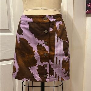 ADIDAS Brown and Purple Button-Front canvas mini Skirt